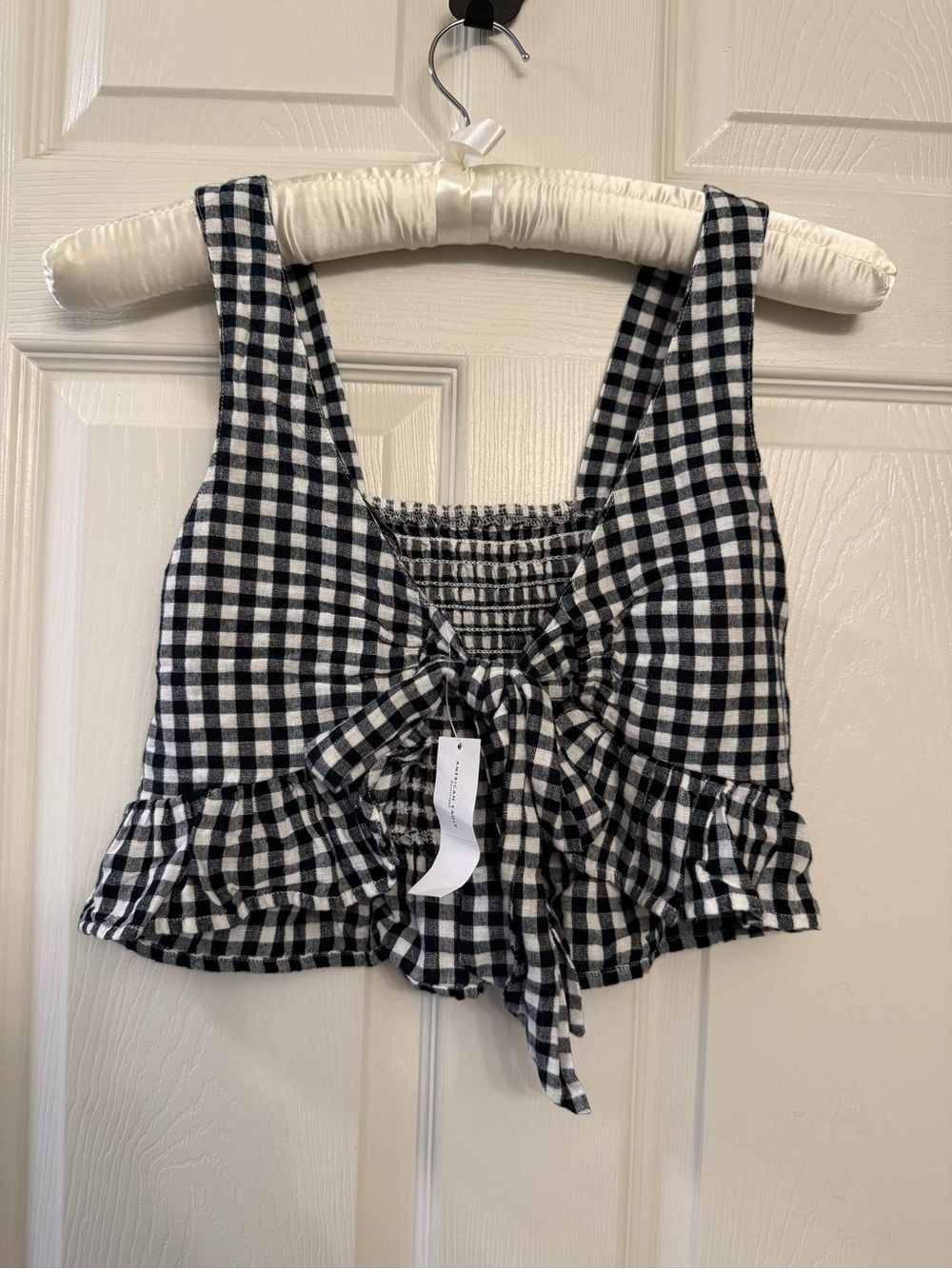 NWT American Eagle Checkered Tie Crop Top